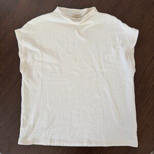 Madewell 100% Cotton Cap Sleeve Mock Neck Top size S Neutral Color